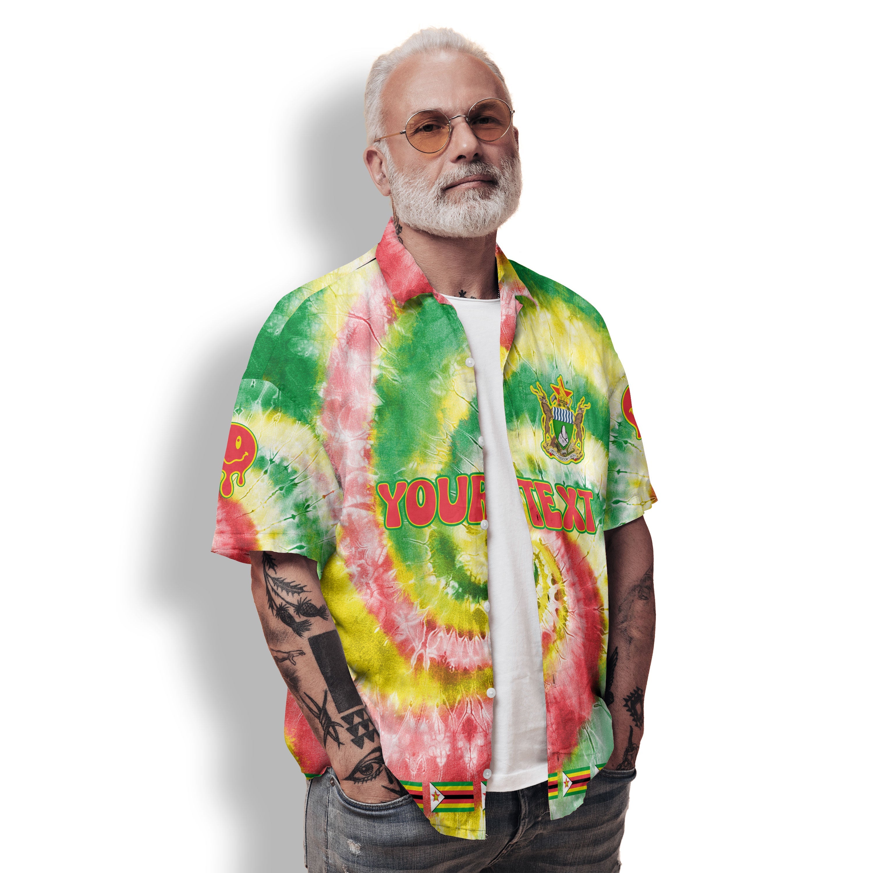 Zimbabwe Hawaiian Shirt Custom Tie Dye Style 2