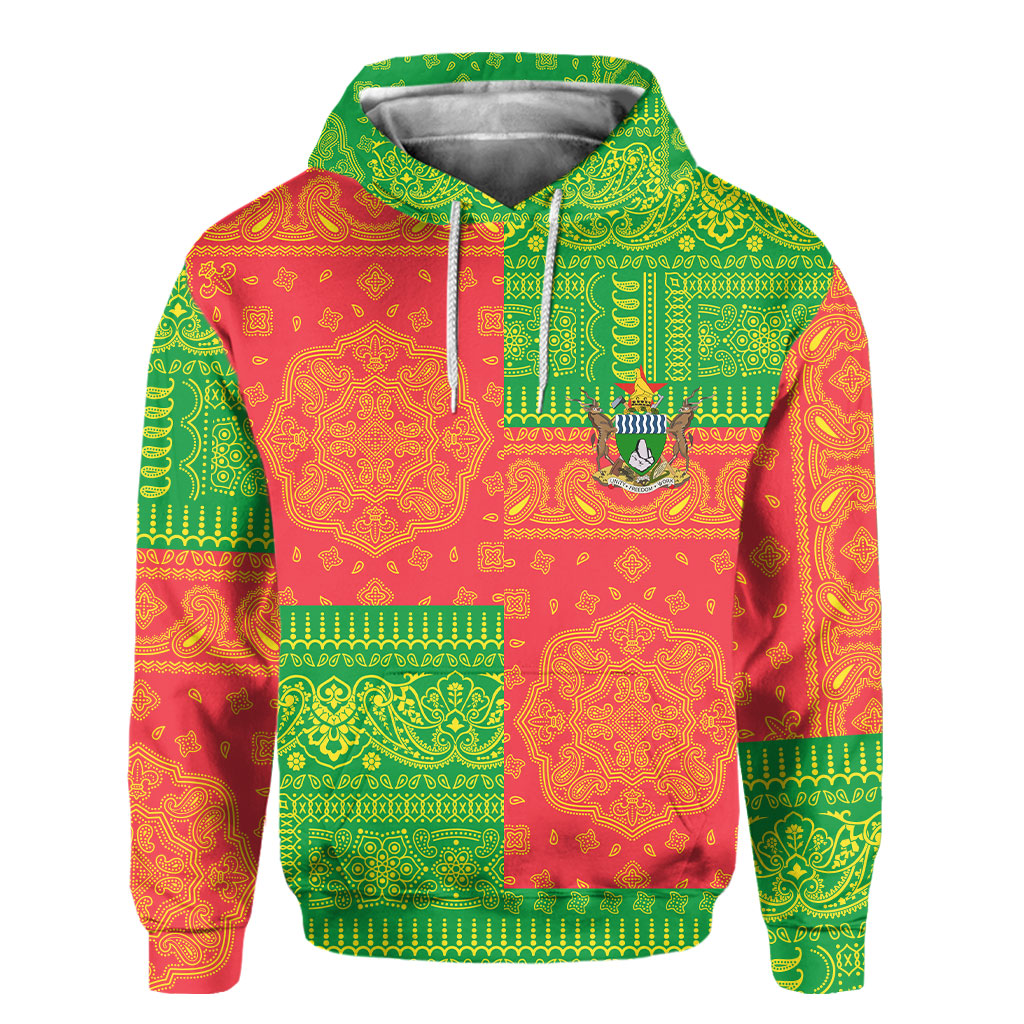 Zimbabwe Hoodie Flag And Paisley Basic Style 2