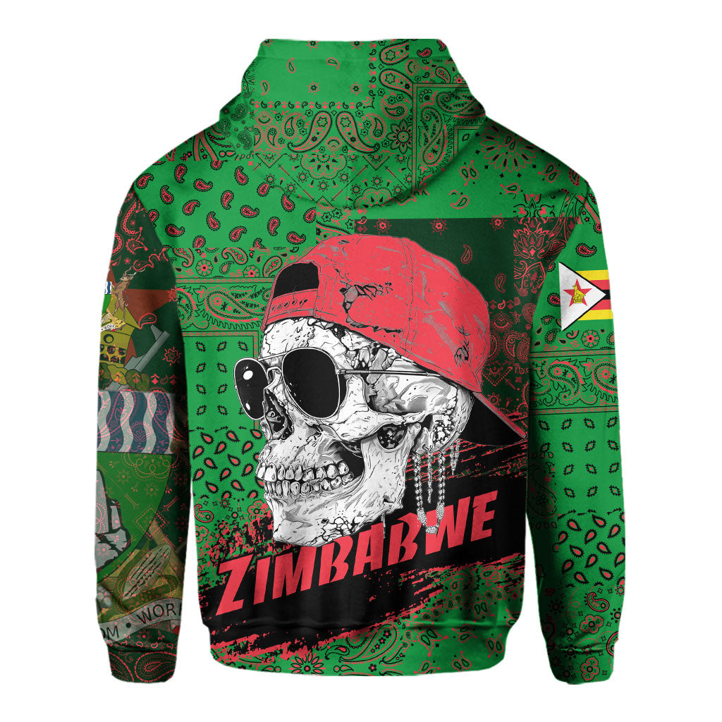 Zimbabwe Hoodie Paisley Flag And Skull Style 3