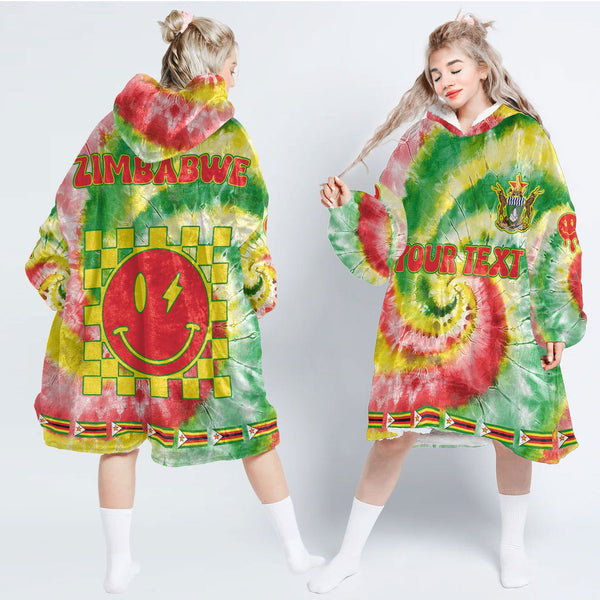 Zimbabwe Hoodie Blanket Custom Tie Dye Style 1