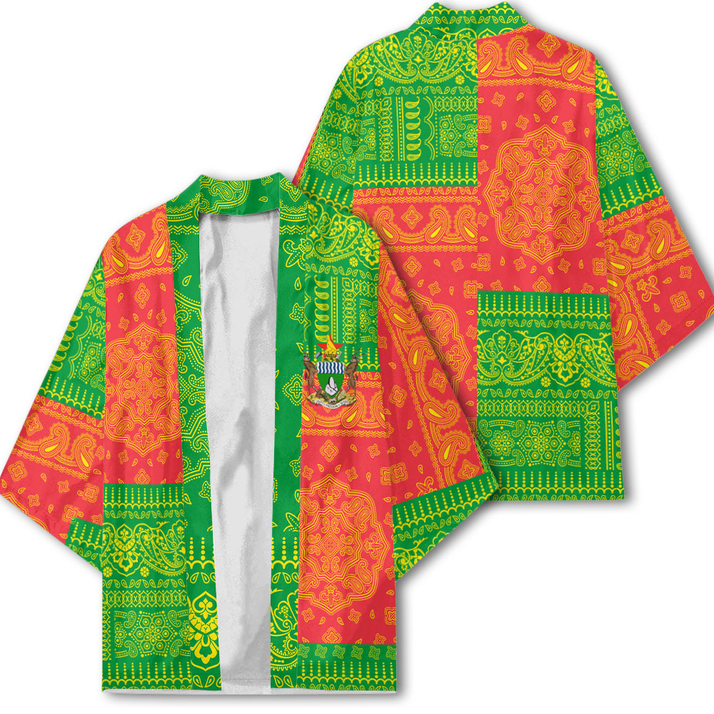 Zimbabwe Kimono Flag And Paisley Basic Style 1