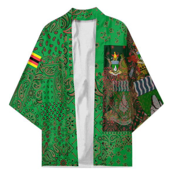 Zimbabwe Kimono Paisley Flag And Skull Style 1