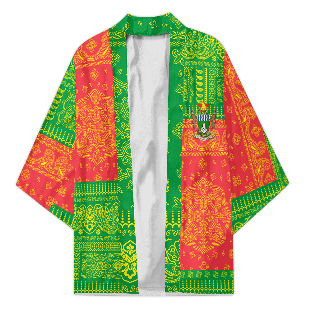 Zimbabwe Kimono Flag And Paisley Basic Style 2