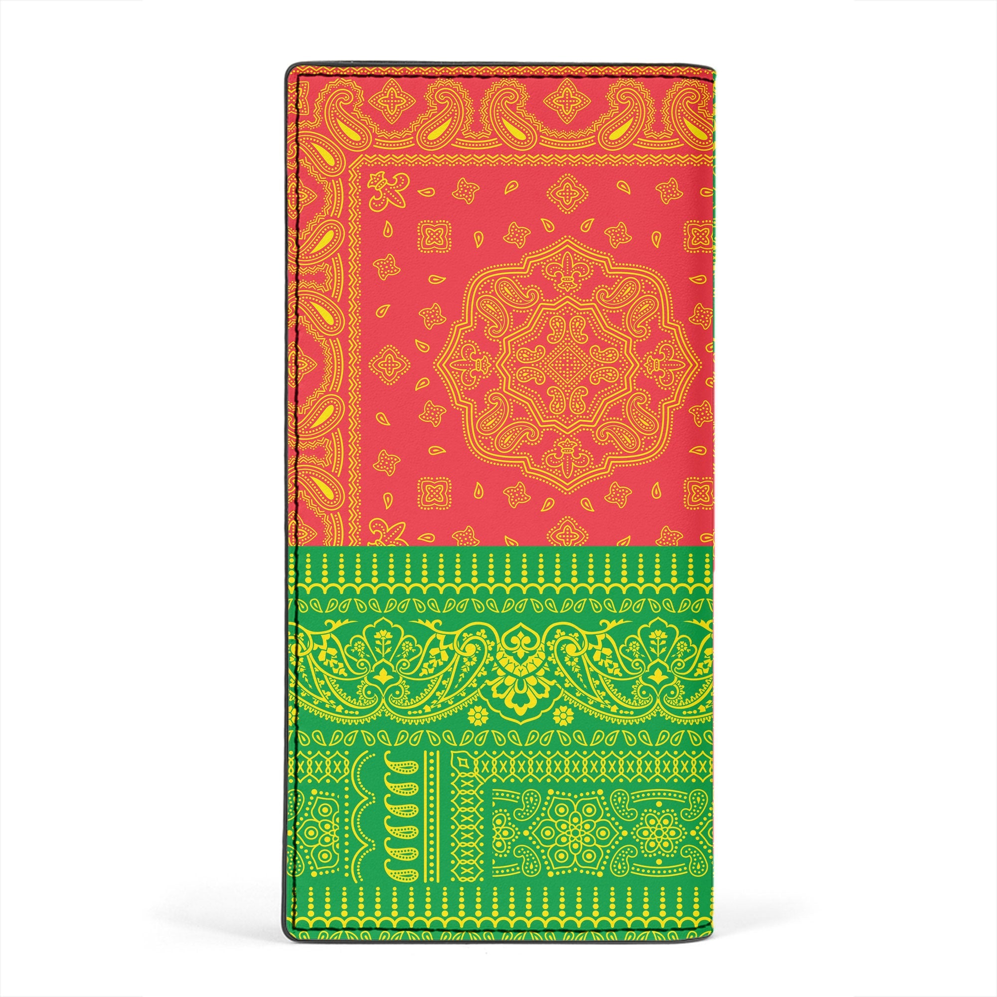 Zimbabwe Leather Wallet Flag And Paisley Basic Style 2