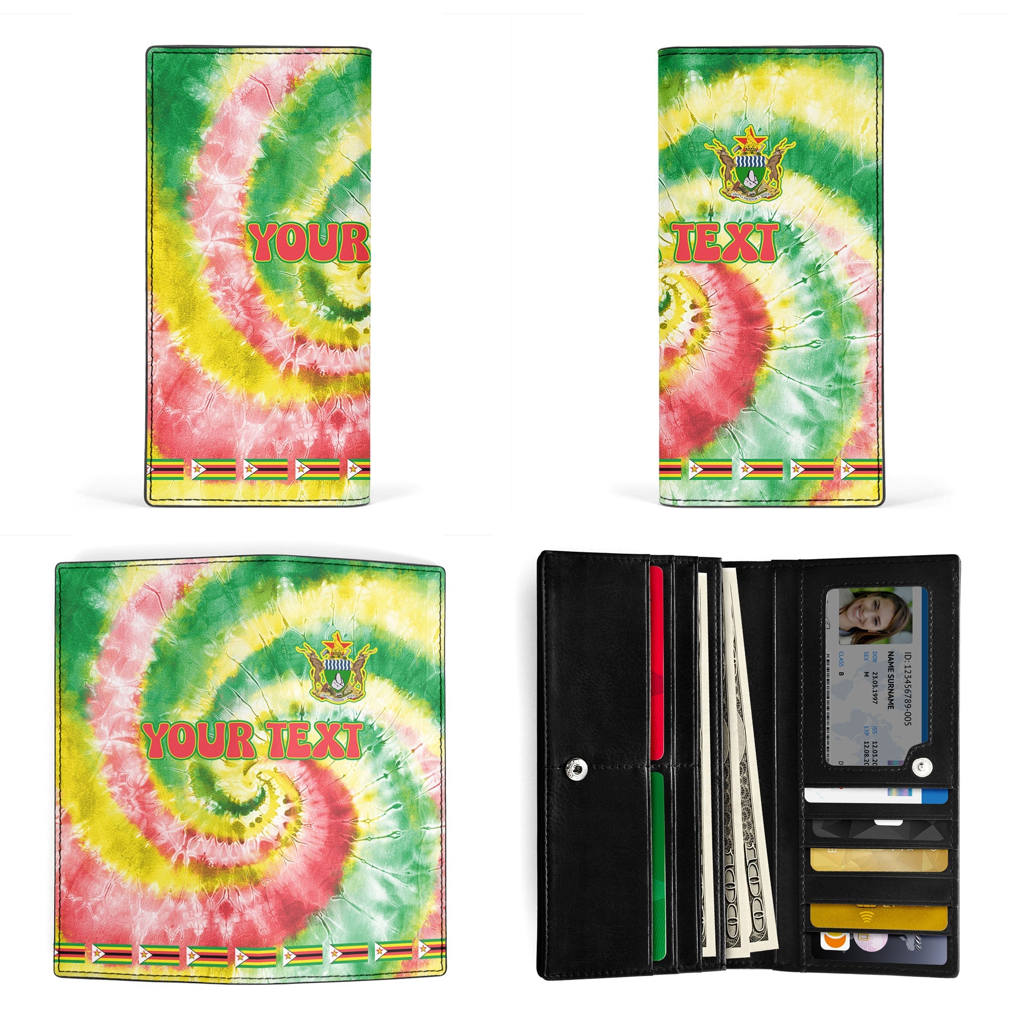 Zimbabwe Leather Wallet Custom Tie Dye Style 3