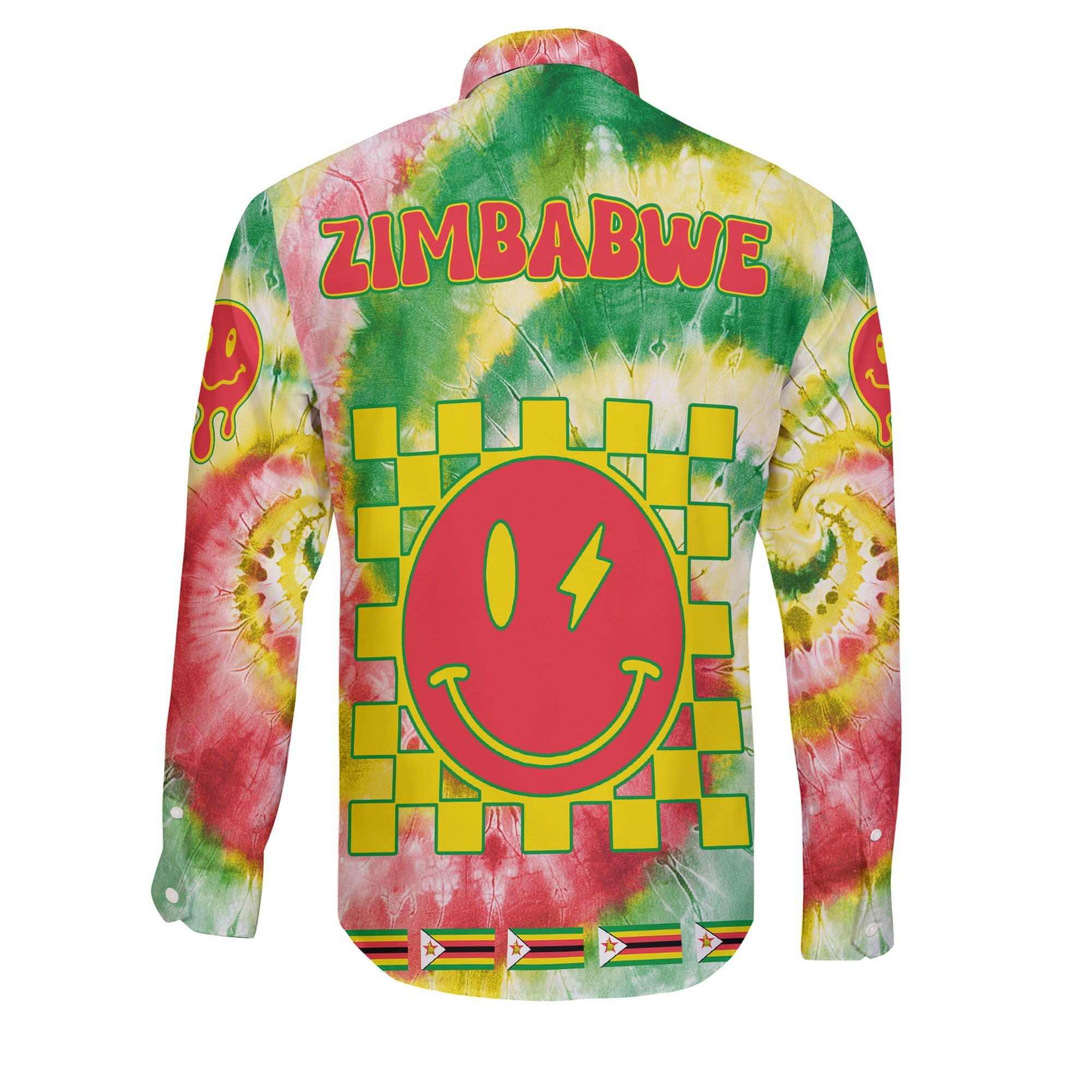 Zimbabwe Long Sleeve Button Shirt Custom Tie Dye Style 2