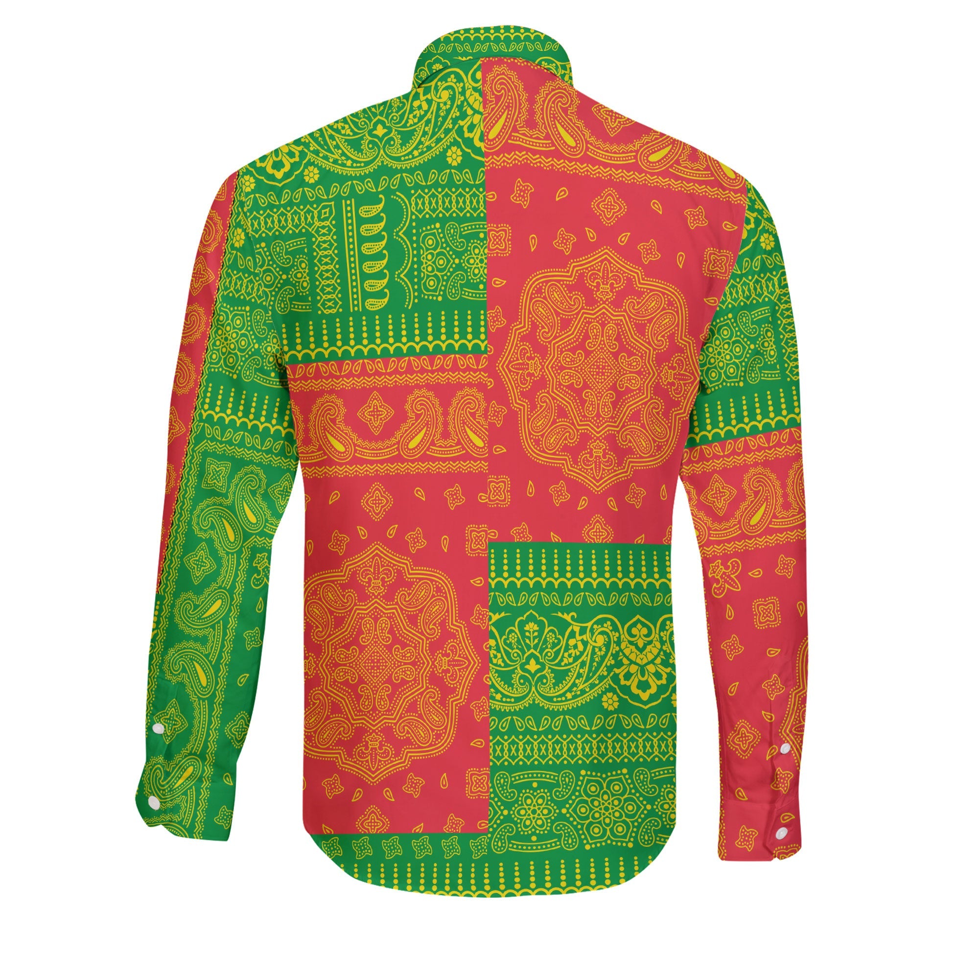 Zimbabwe Long Sleeve Button Shirt Flag And Paisley Basic Style 2