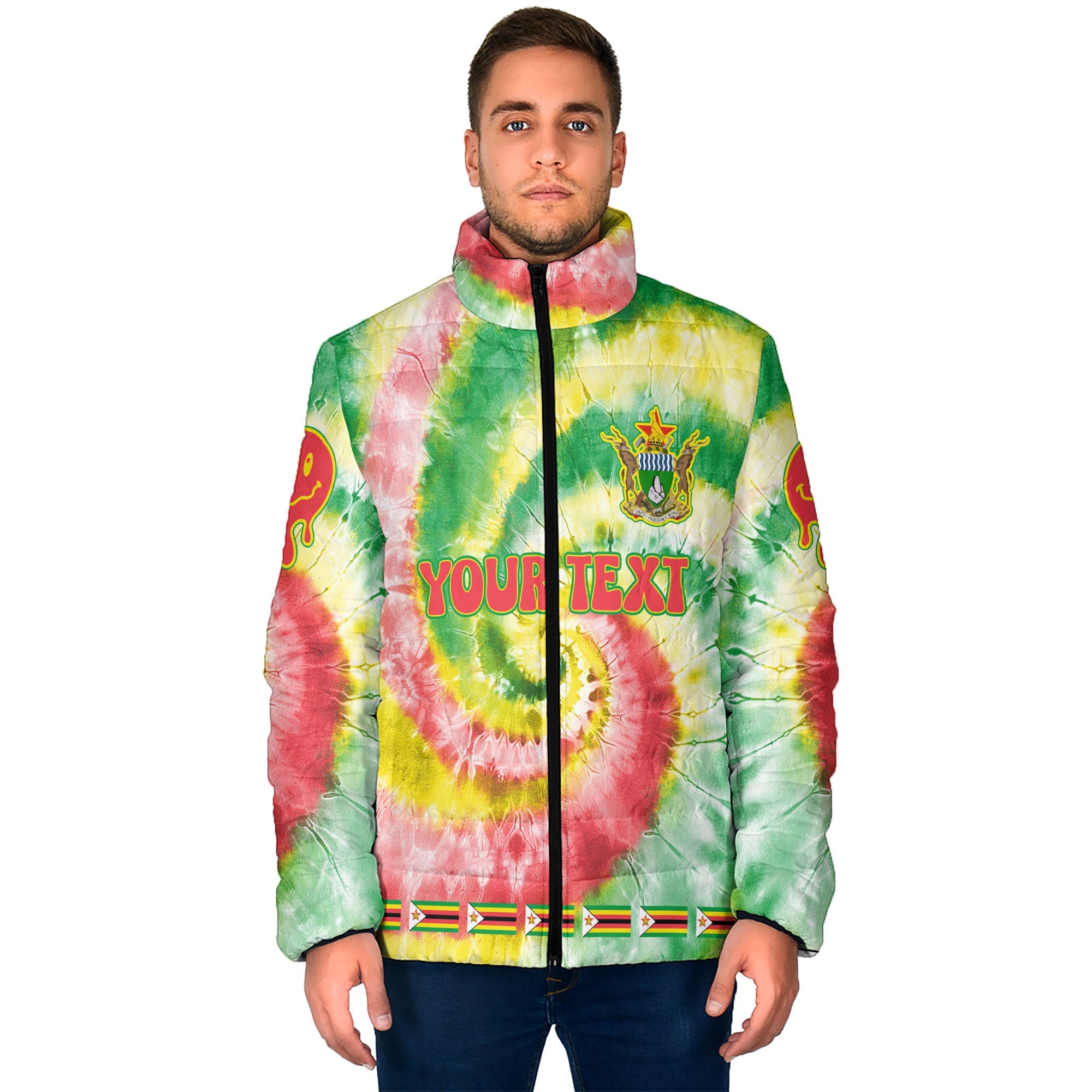 Zimbabwe Men Padded Jacket Custom Tie Dye Style 1