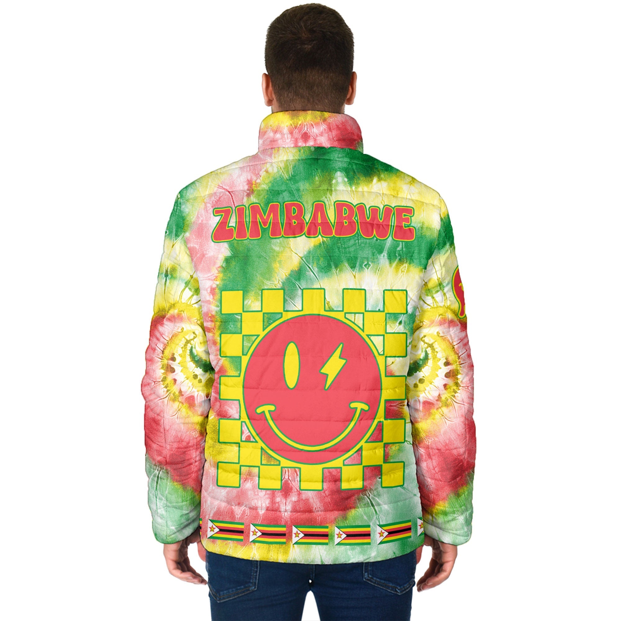 Zimbabwe Men Padded Jacket Custom Tie Dye Style 2