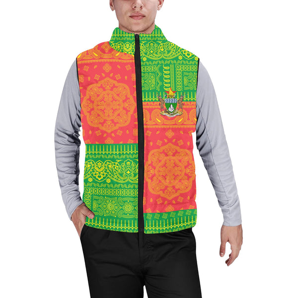 Zimbabwe Men Padded Jacket Vest Flag And Paisley Basic Style 1