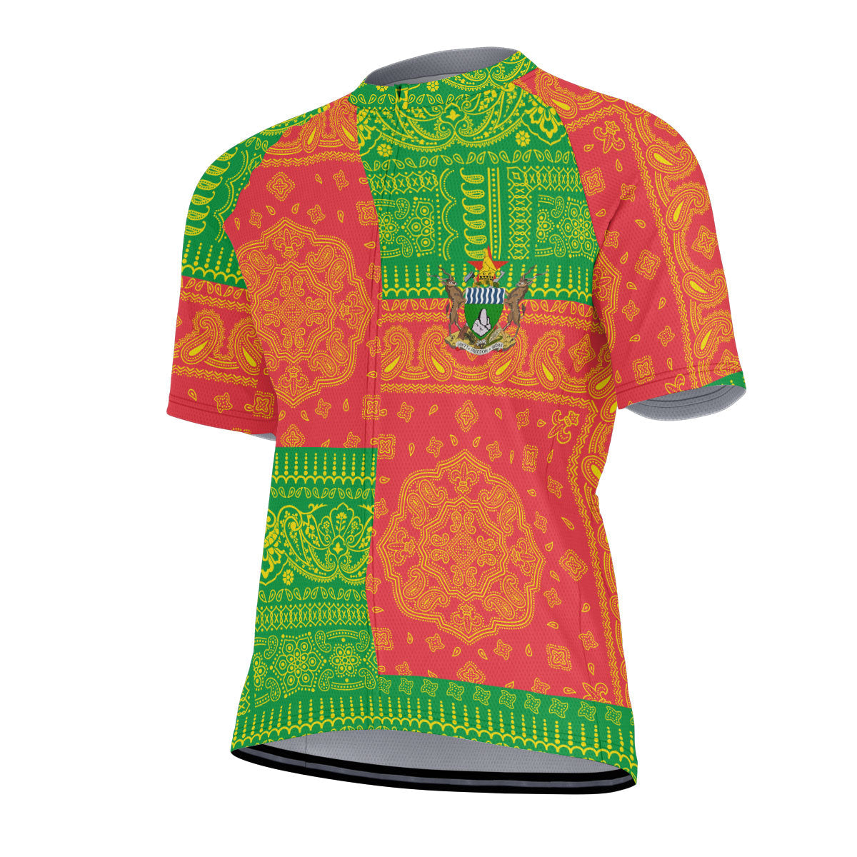 Zimbabwe Men Cycling Jersey Flag And Paisley Basic Style 2