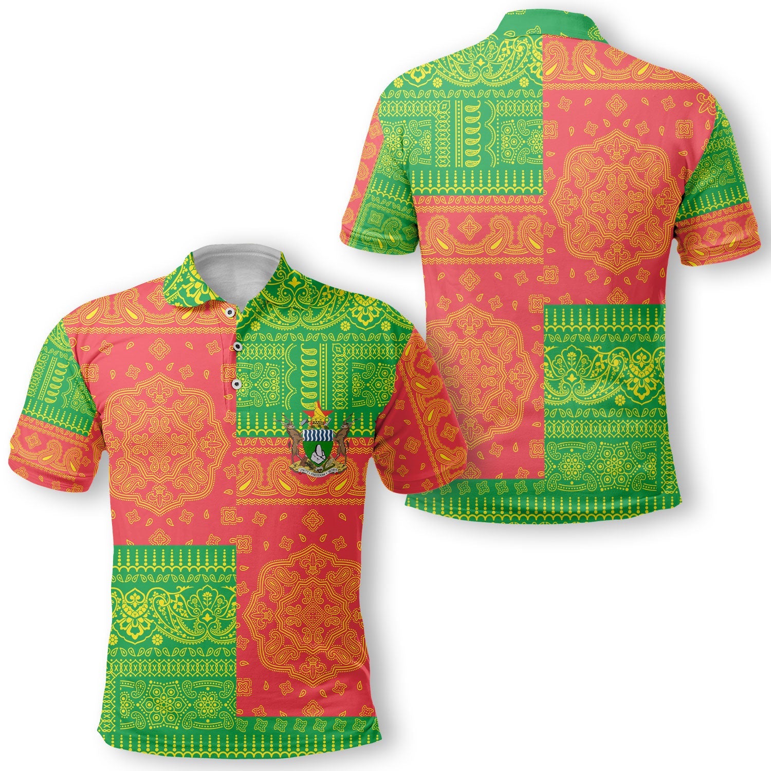 Zimbabwe Polo Shirt Flag And Paisley Basic Style 1