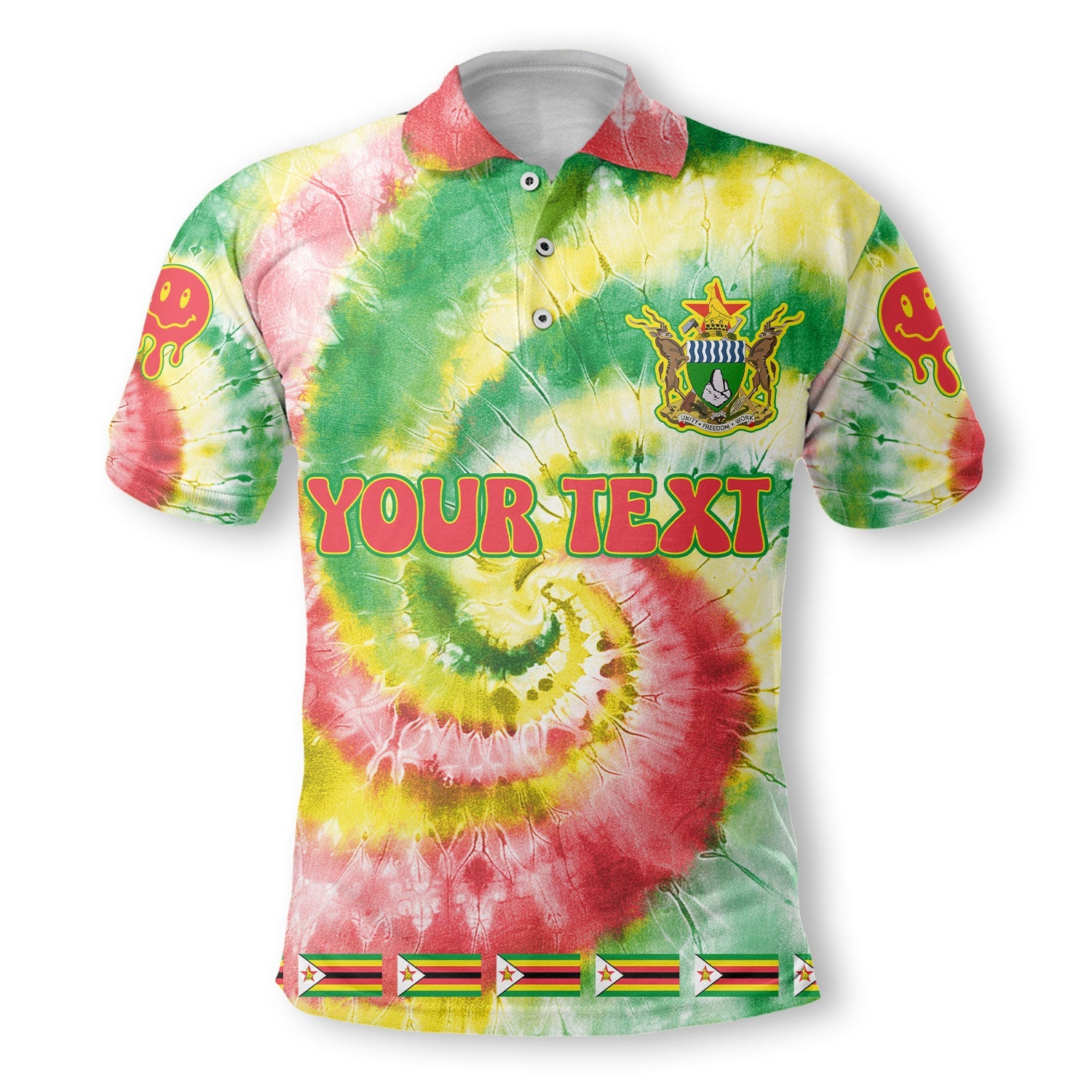 Zimbabwe Polo Shirt Custom Tie Dye Style 2