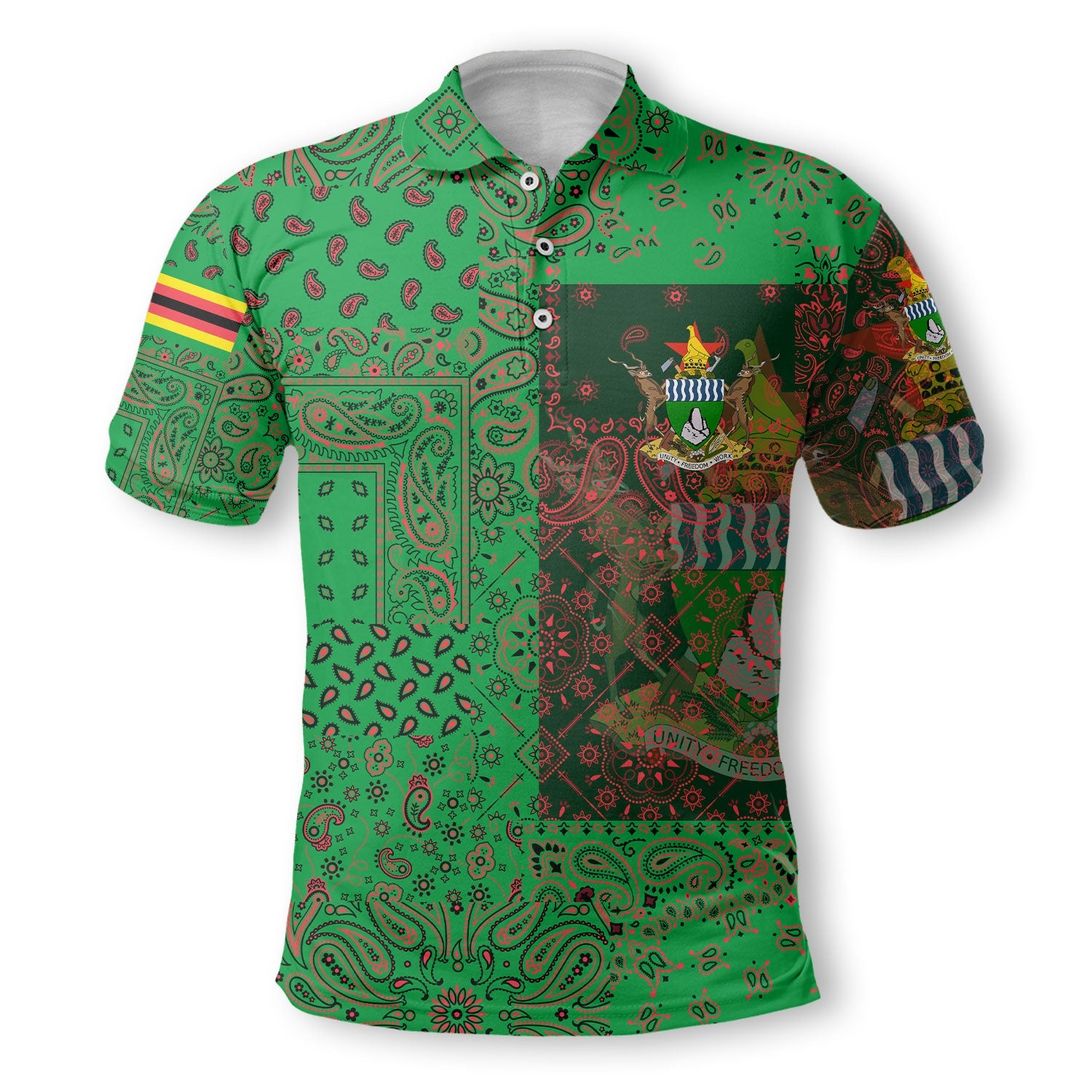 Zimbabwe Polo Shirt Paisley Flag And Skull Style 2