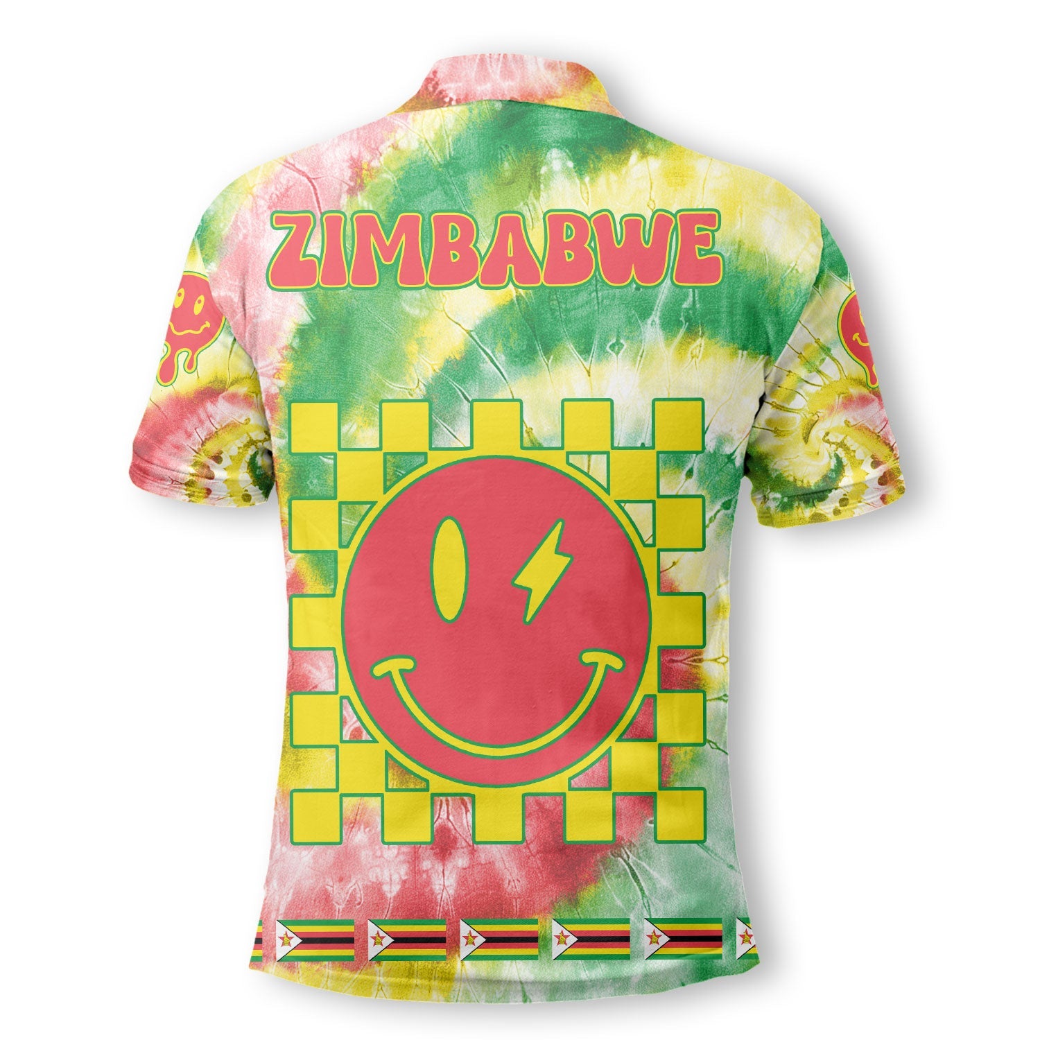 Zimbabwe Polo Shirt Custom Tie Dye Style 3