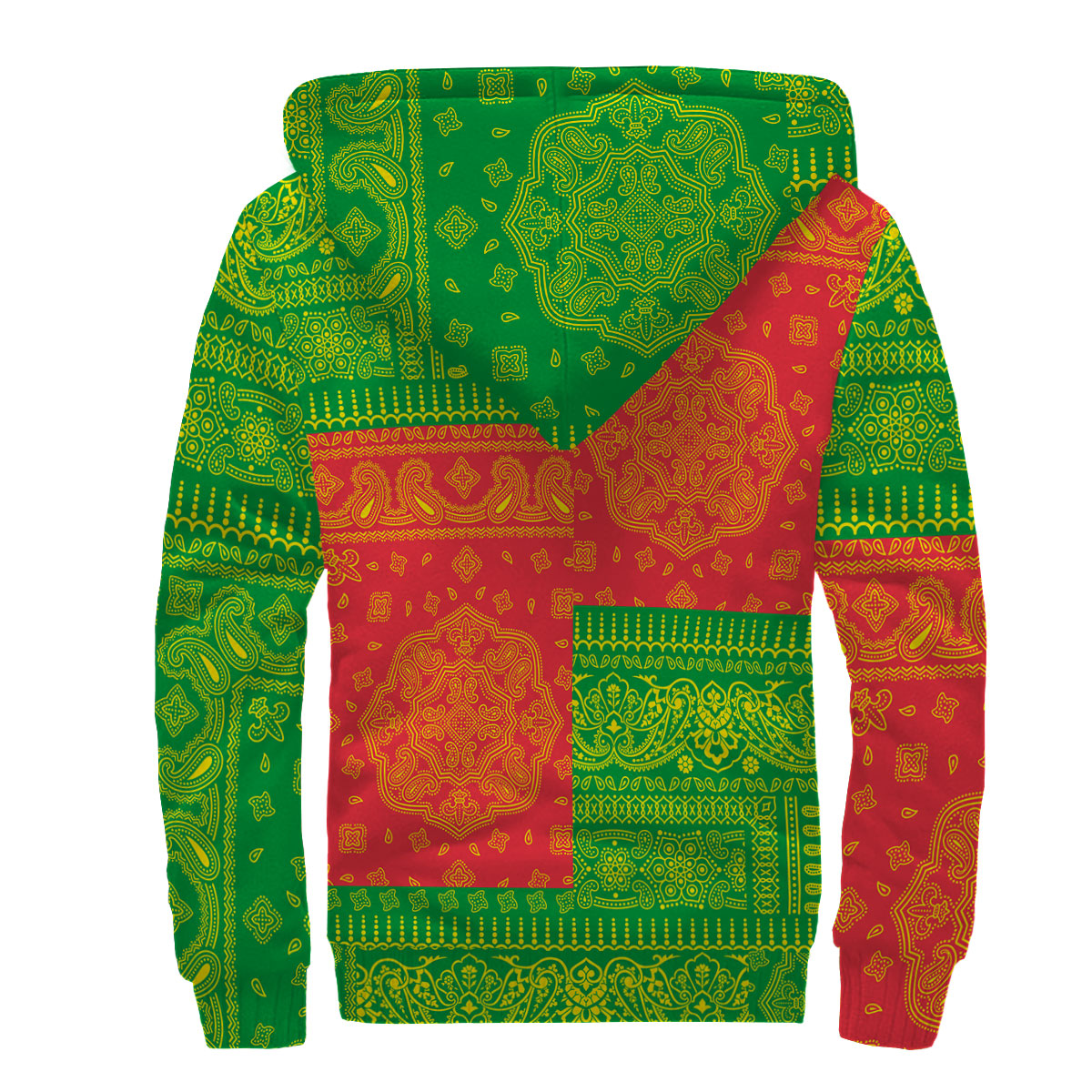 Zimbabwe Sherpa Hoodie Flag And Paisley Basic Style 2