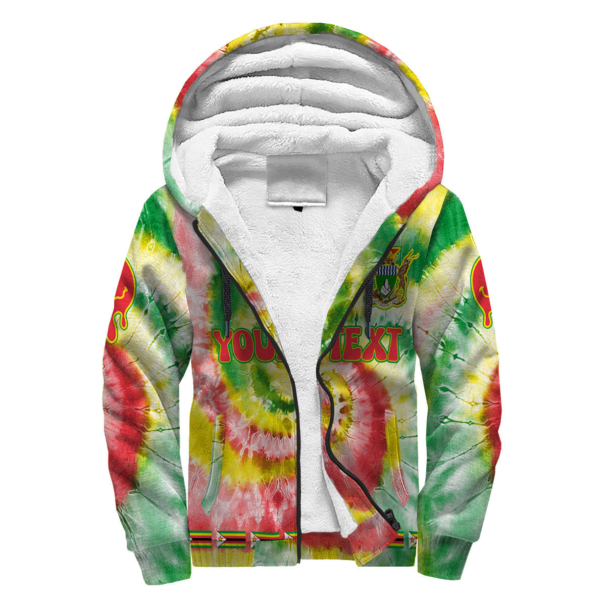 Zimbabwe Sherpa Hoodie Custom Tie Dye Style 3