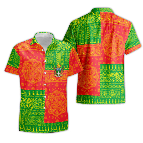 Zimbabwe Short Sleeve Shirt Flag And Paisley Basic Style 1