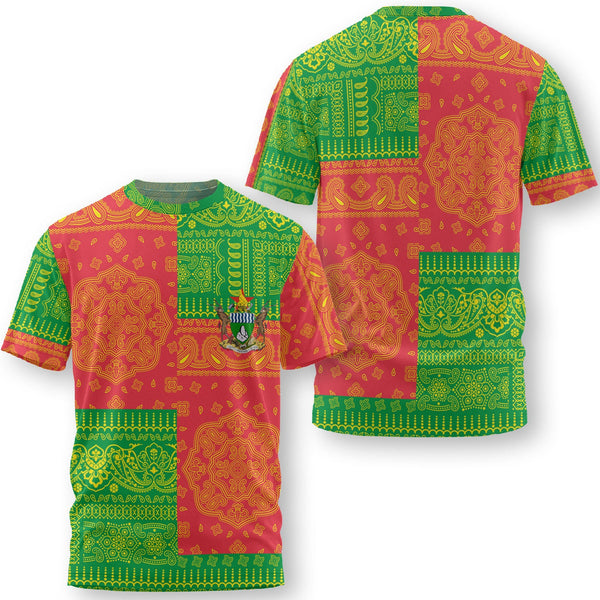 Zimbabwe T Shirt Flag And Paisley Basic Style 1