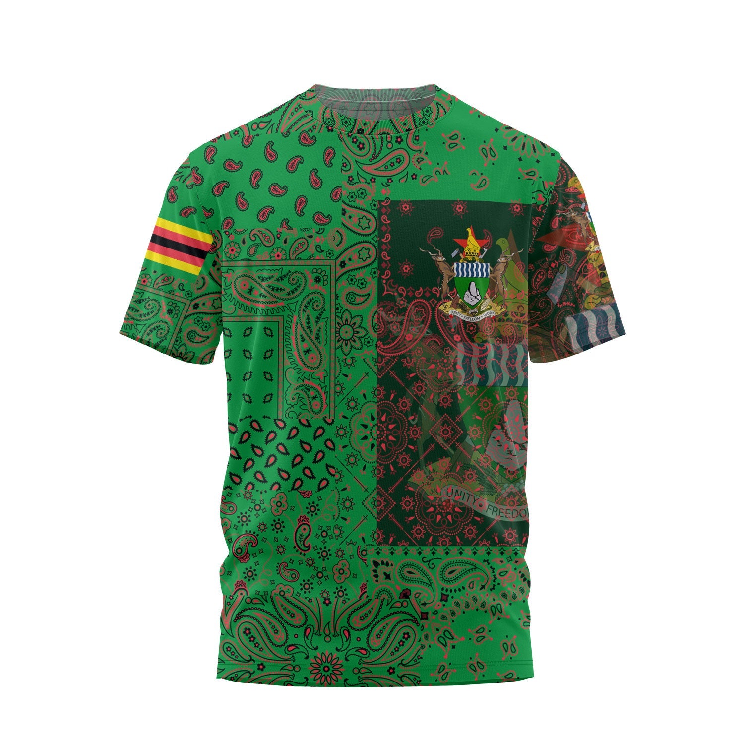 Zimbabwe T Shirt Paisley Flag And Skull Style 1