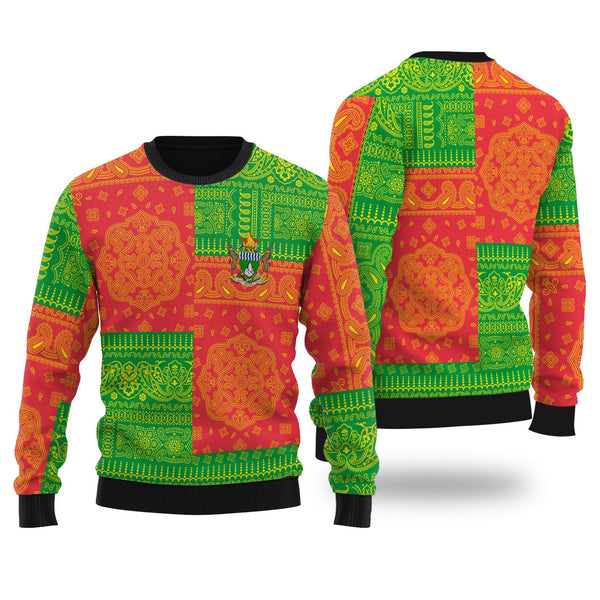 Zimbabwe Ugly Sweater Flag And Paisley Basic Style 1