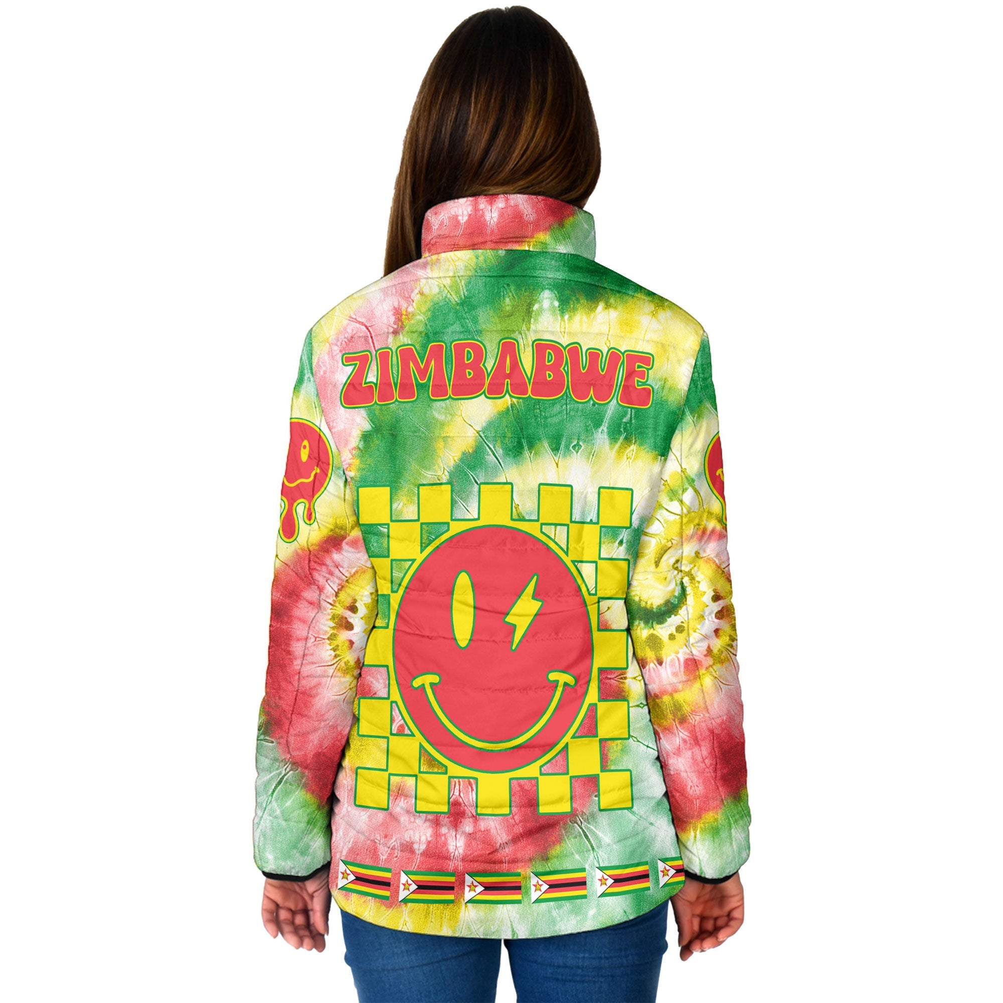 Zimbabwe Women Padded Jacket Custom Tie Dye Style 2