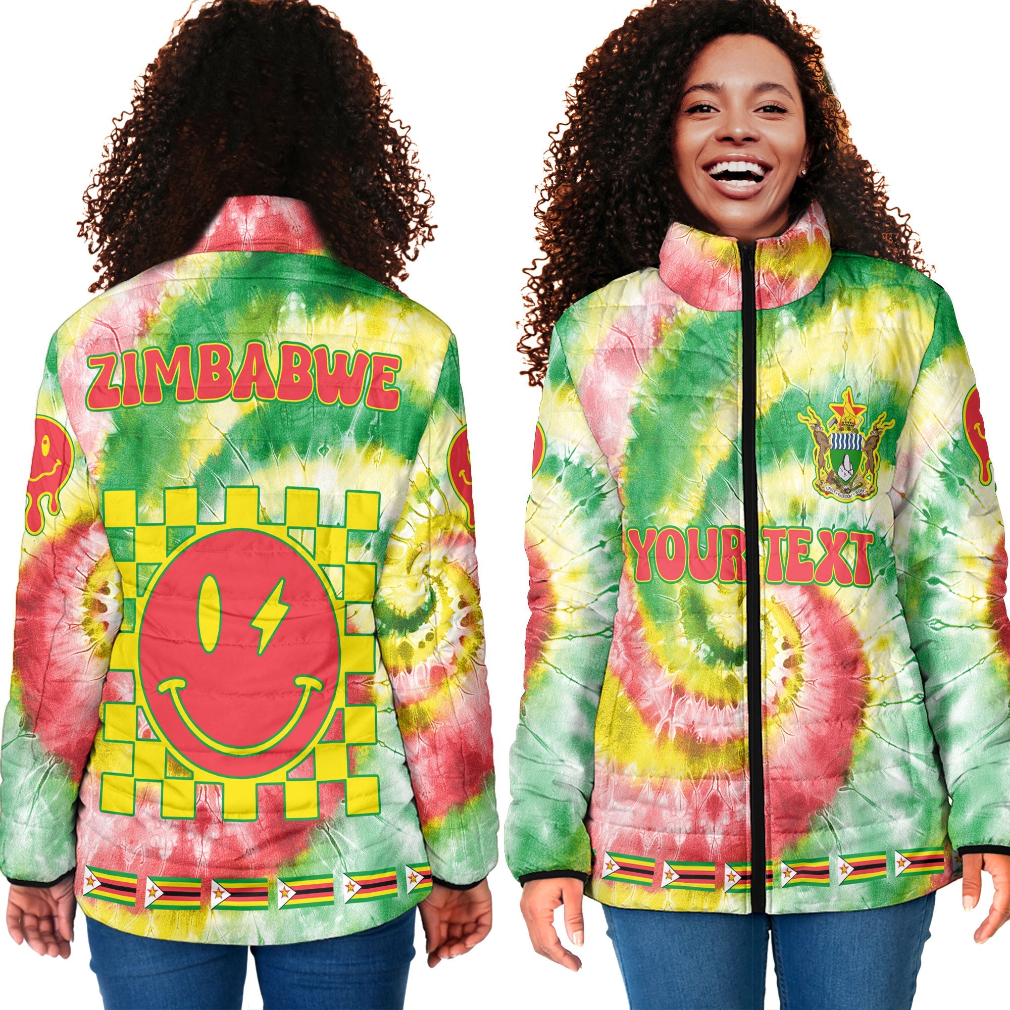 Zimbabwe Women Padded Jacket Custom Tie Dye Style 4