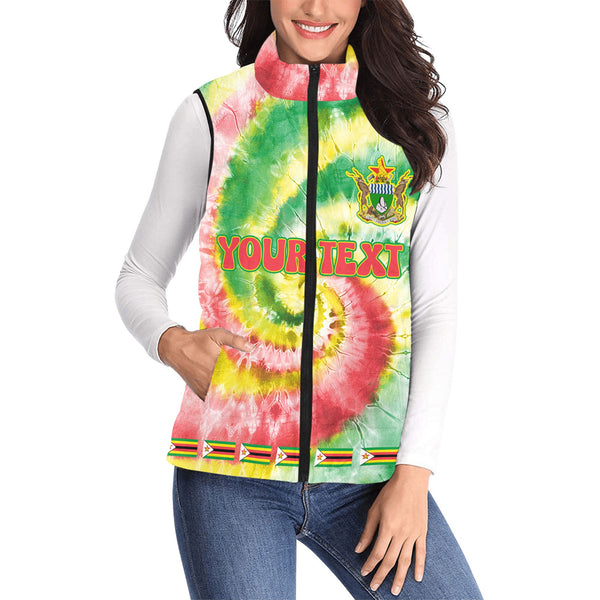 Zimbabwe Women Padded Jacket Vest Custom Tie Dye Style 1