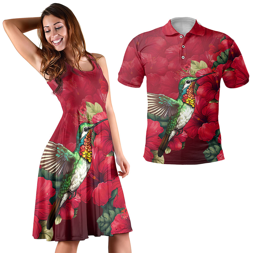 Hawaii Matching Outfits For Couples Polynesian Hibiscus Flower Red Style - TT01