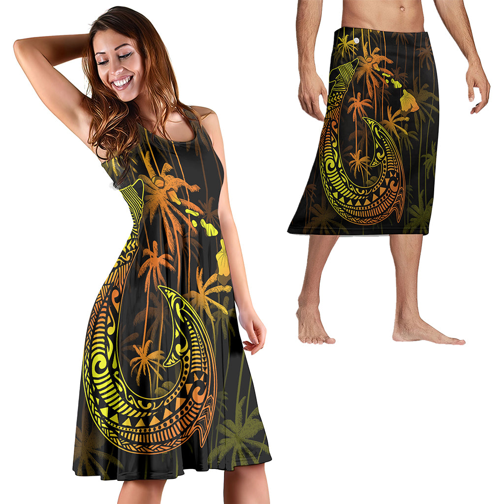 Hawaii Matching Outfits For Couples Polynesian Fish Hook &  Coconut Tree Style - TT01