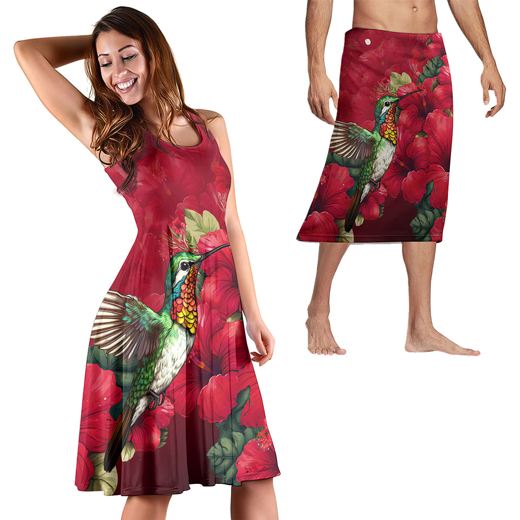 Hawaii Matching Outfits For Couples Polynesian Hibiscus Flower Red Style - TT01