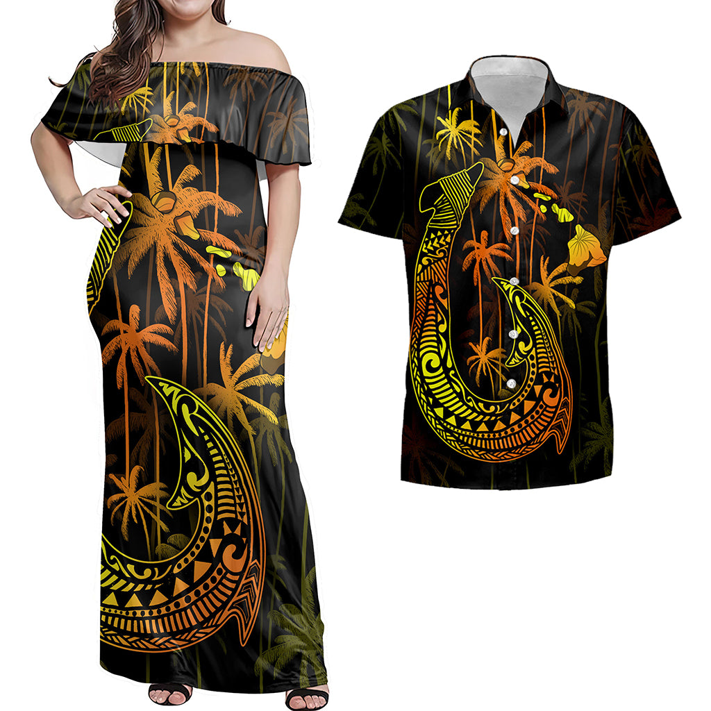 Hawaii Matching Outfits For Couples Polynesian Fish Hook &  Coconut Tree Style - TT01