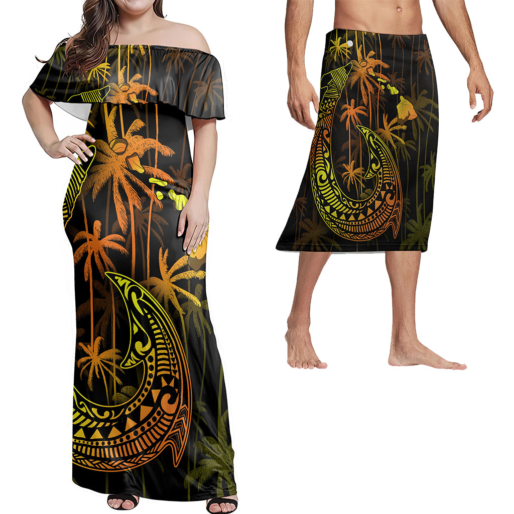 Hawaii Matching Outfits For Couples Polynesian Fish Hook &  Coconut Tree Style - TT01