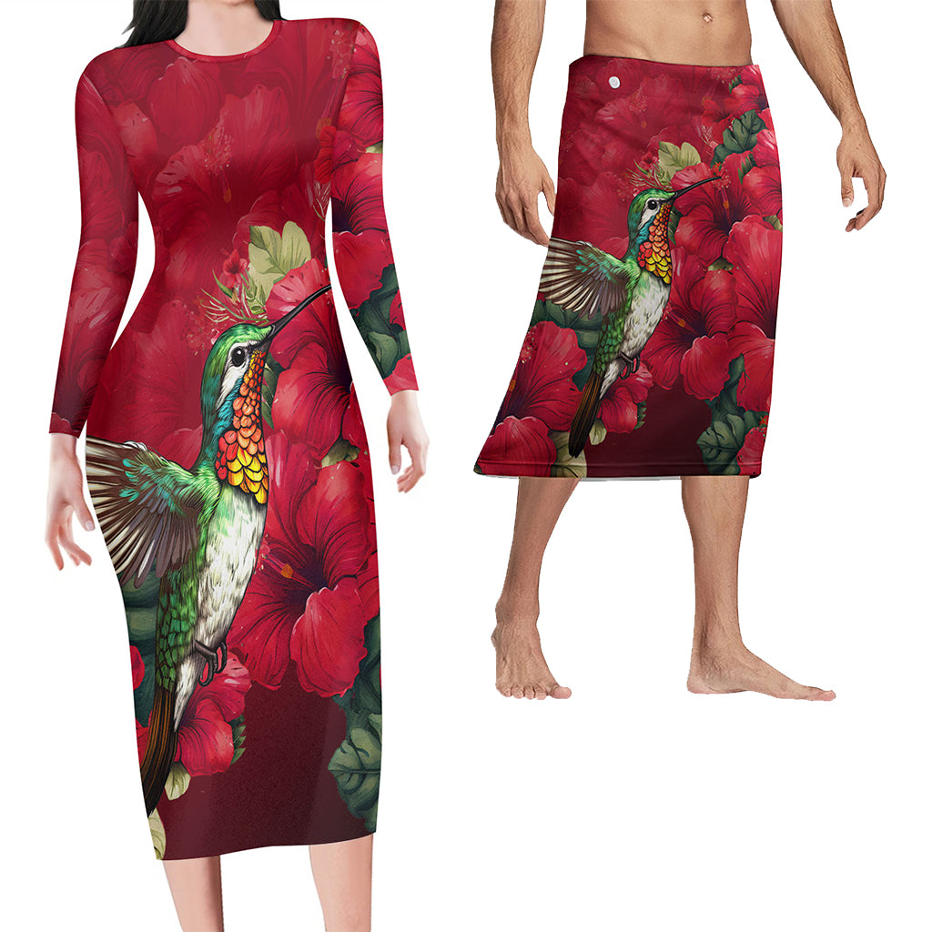 Hawaii Matching Outfits For Couples Polynesian Hibiscus Flower Red Style - TT01