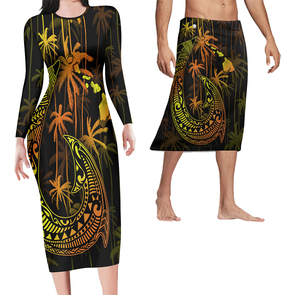 Hawaii Matching Outfits For Couples Polynesian Fish Hook &  Coconut Tree Style - TT01