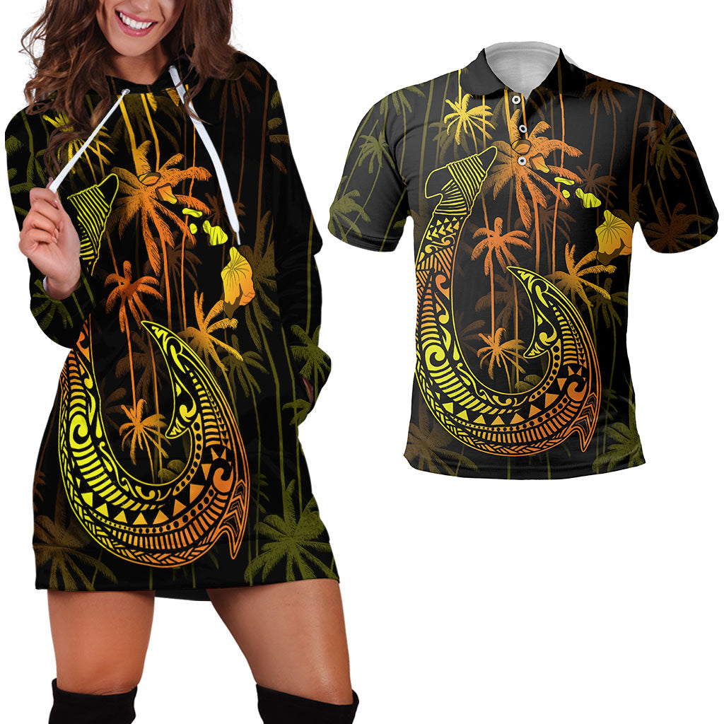 Hawaii Matching Outfits For Couples Polynesian Fish Hook &  Coconut Tree Style - TT01