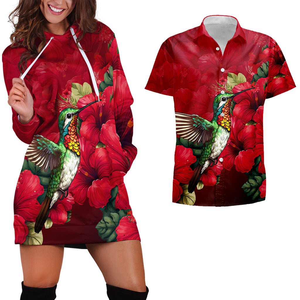 Hawaii Matching Outfits For Couples Polynesian Hibiscus Flower Red Style - TT01