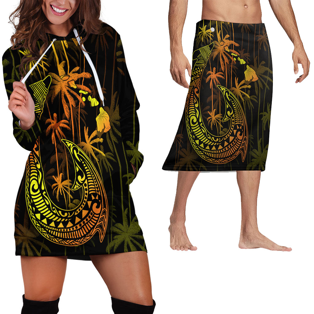 Hawaii Matching Outfits For Couples Polynesian Fish Hook &  Coconut Tree Style - TT01