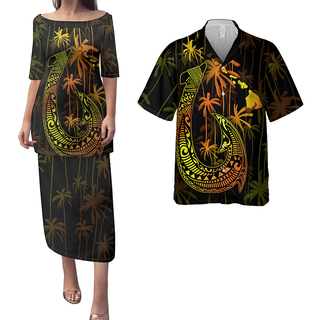 Hawaii Matching Outfits For Couples Polynesian Fish Hook &  Coconut Tree Style - TT01