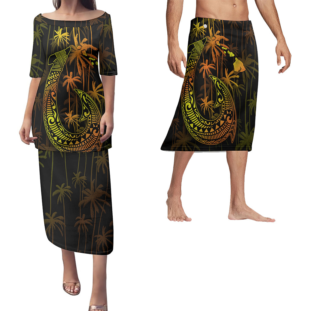 Hawaii Matching Outfits For Couples Polynesian Fish Hook &  Coconut Tree Style - TT01