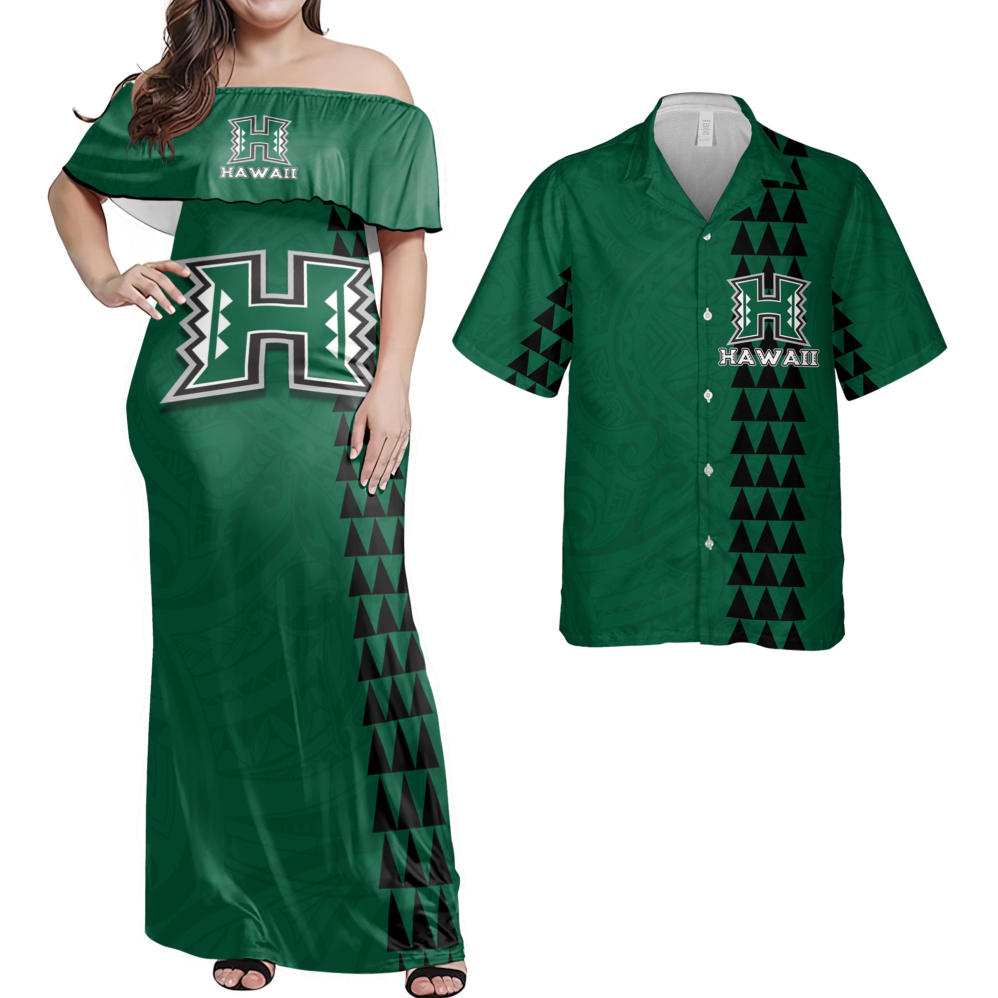 Custom Hawaii Rainbow Warriors Rugby Hawaiian Dress & Shirt Matching Couple