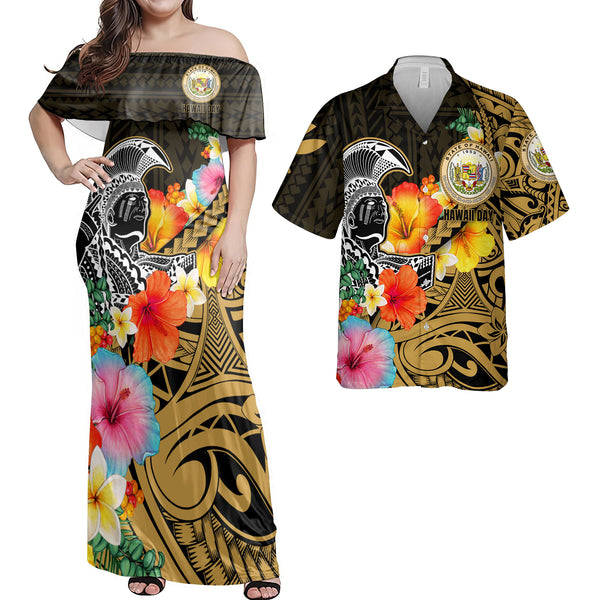 Hawaii Day King Kamehameha Hawaiian Dress & Shirt Matching Couple