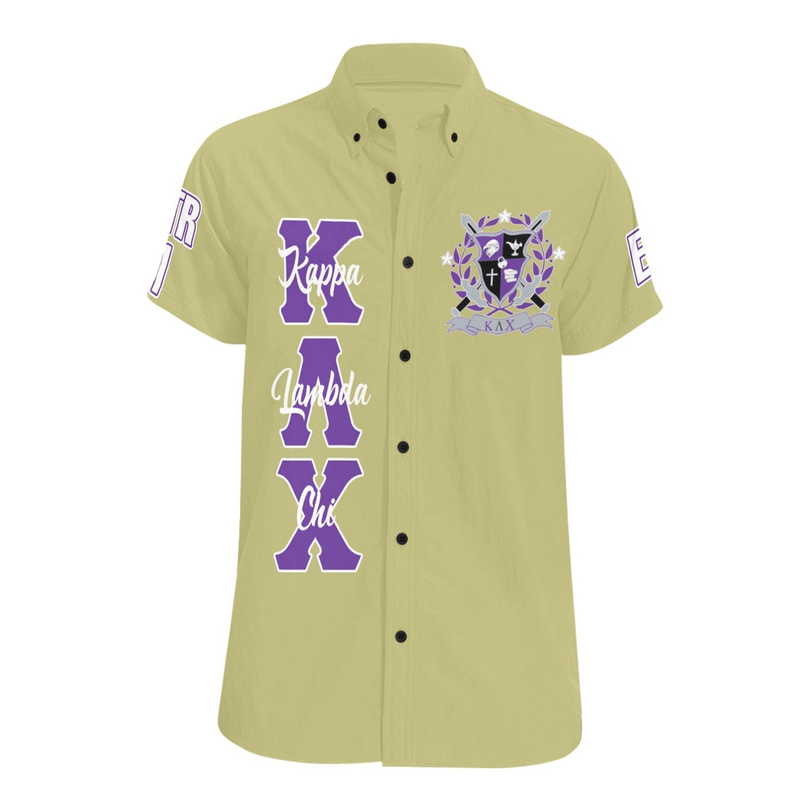 Fraternity Shirt - (Custom) Kappa Lambda Chi Short Sleeve Shirt - Dark Khaki Color