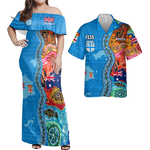 Custom Fiji Tapa & Australia Aboriginal Hawaiian Dress & Shirt Matching Couple