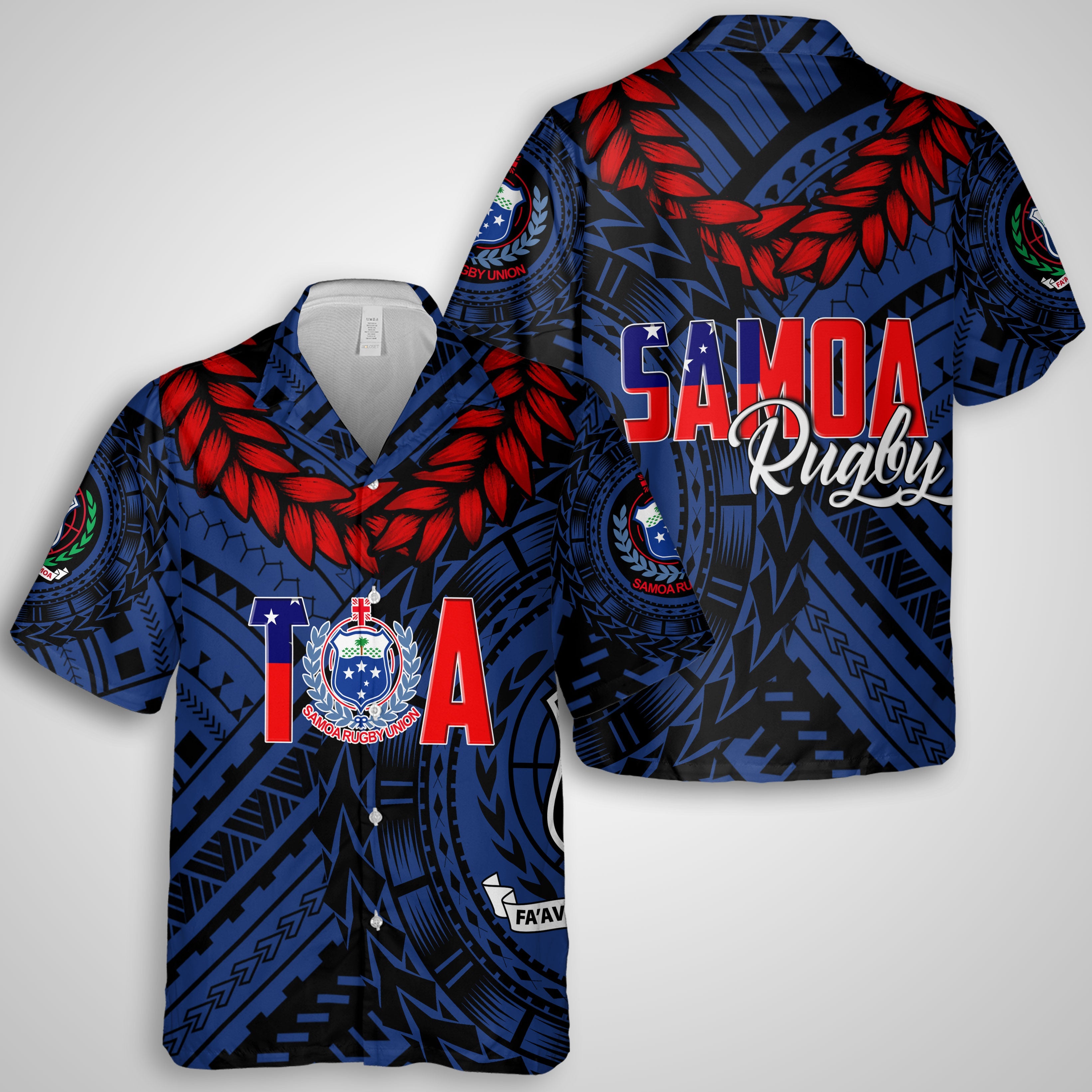 Samoa TOA Rugby Hawaiian Dress & Shirt Matching Couple Ulafala Style