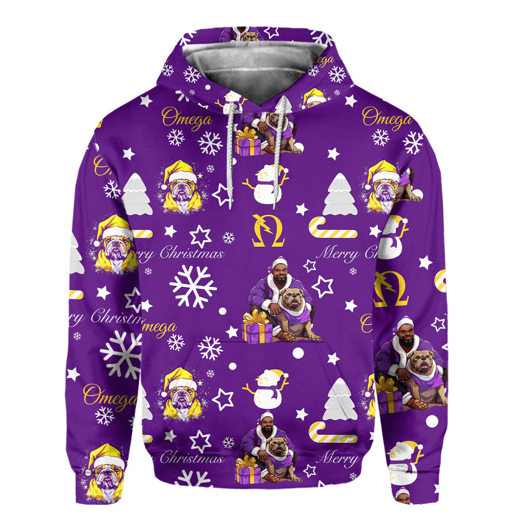 Fraternity Hoodie - OPP Christmas Hoodie Bulldog Purple Pattern Style