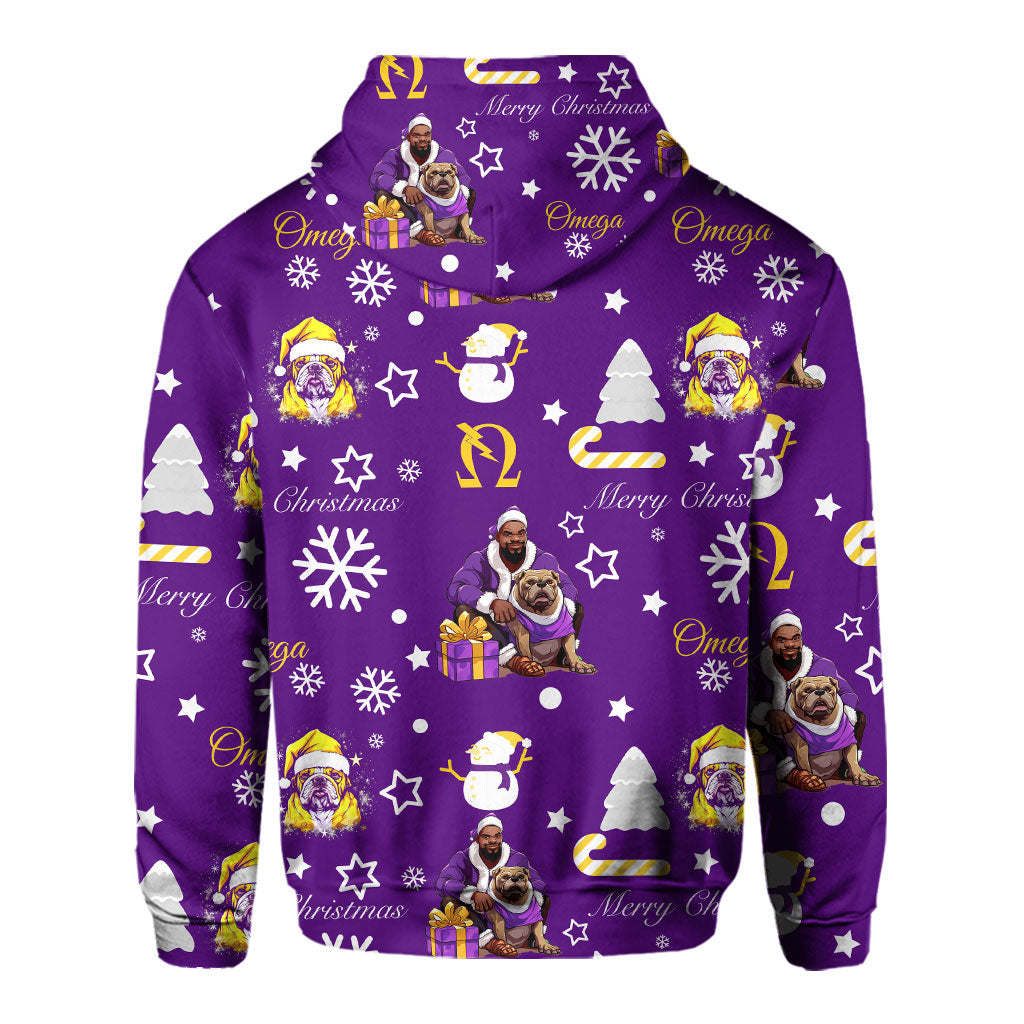 Fraternity Hoodie - OPP Christmas Hoodie Bulldog Purple Pattern Style