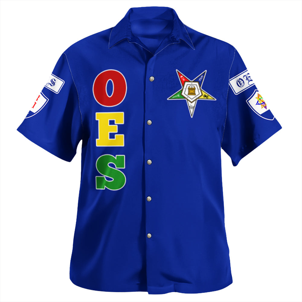 Order Of The Eastern Star Letter Blue Hawaiian Shirt Custom Logo Ver 1