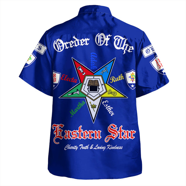 Order Of The Eastern Star Letter Blue Hawaiian Shirt Custom Logo Ver 2