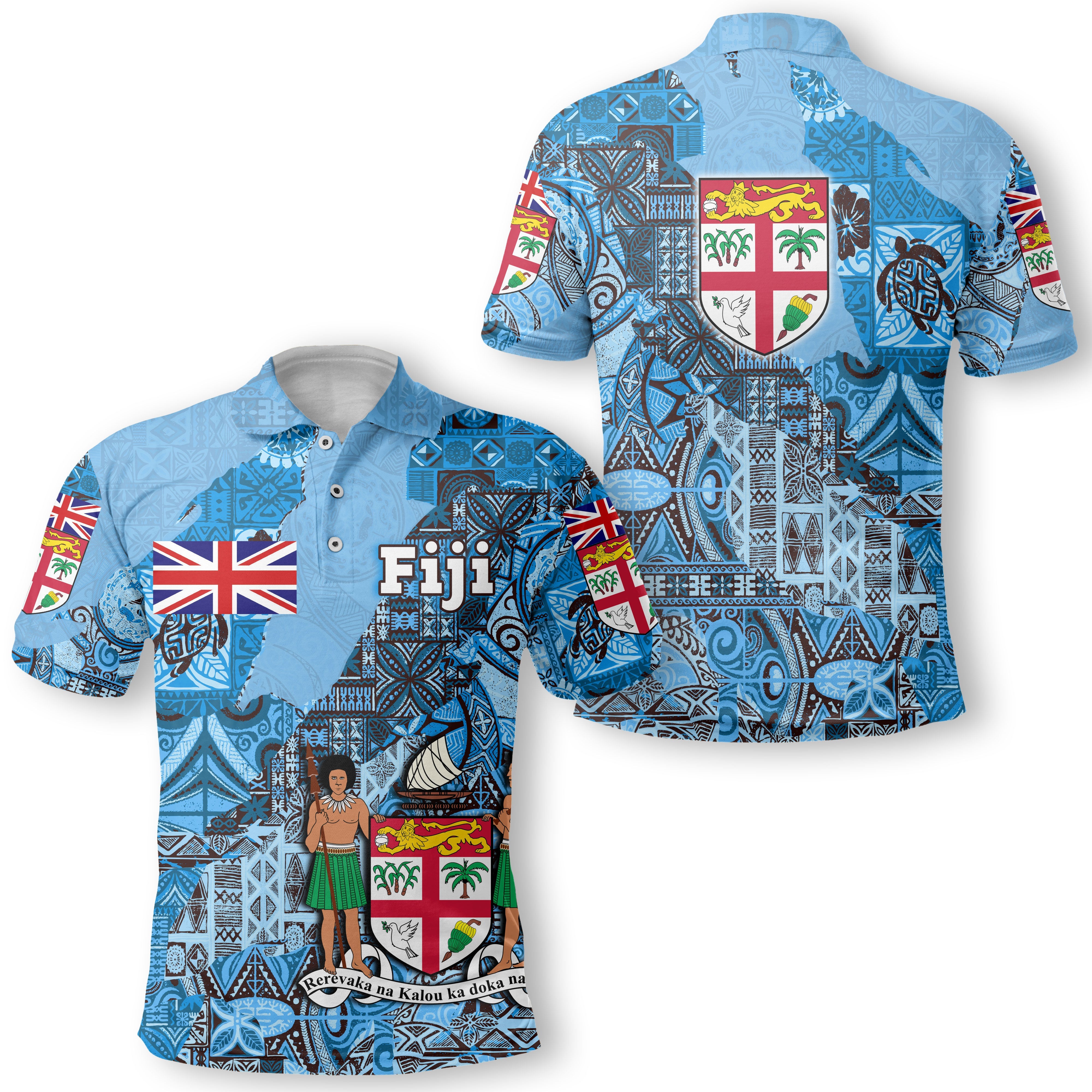 Fiji Flag & Coat Of Arms Hawaiian Dress & Polo Matching Couple